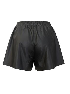 SHEIN Black Faux Leather Relaxed-Fit Shorts